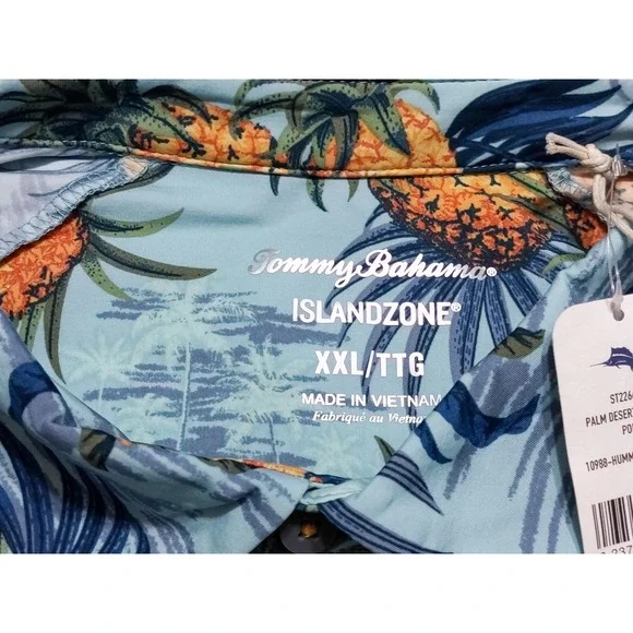 TOMMY BAHAMA Island Zone Polo Shirt brrr Palm Desert Hawaiian Floral XXL 2XL New